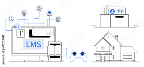 Learning management system. LMS tools connecting digital education, online learning resources, and advanced technologies. Learning management systems support skills and career development. Ideal