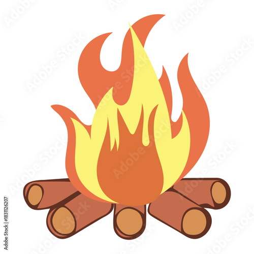 Collection of Campfire and bonfire icon - hot heat outdoor camping graphic illustration vector