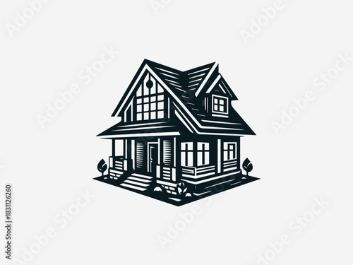 House Roof Wrapping black vector logo illustration
