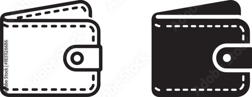 Wallet icon in black and white symbolizing financial transactions and money management solutions