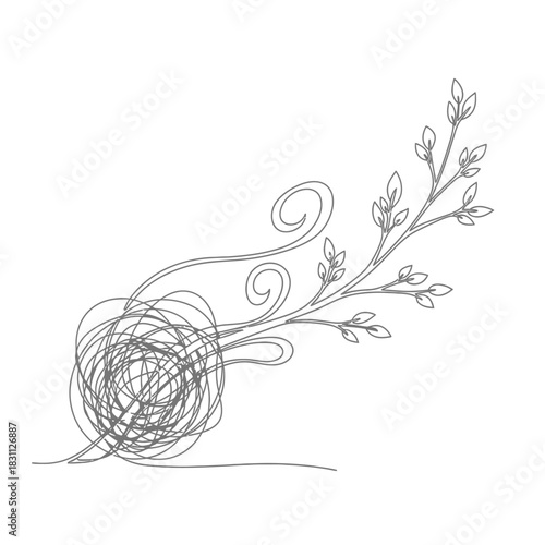 Conceptual Handdrawn Line Drawing Illustrating the Journey from Complexity to Clarity