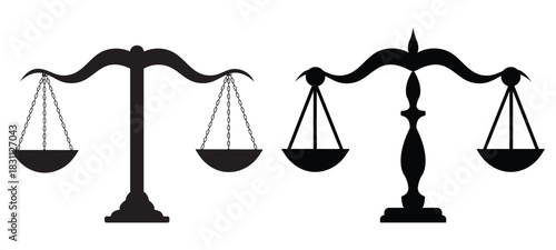 Set of balance scale icons - justice scale vector illustration