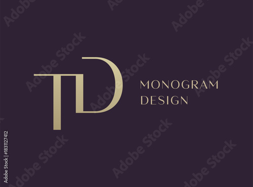 TD or DT letter logo icon design. Classic style luxury initials monogram.
