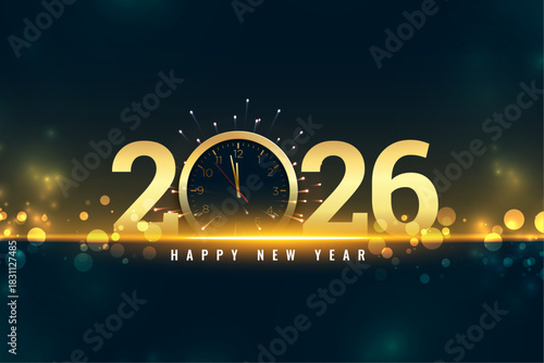 New Year 2026 midnight celebration featuring fireworks and a glitter effect