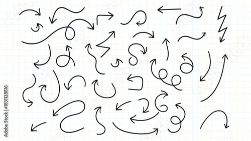 Hand Drawn Curly Arrows Vector Pack for Infographic, Navigation and UI Design