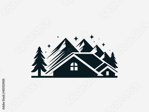House Roof black vector logo illustration