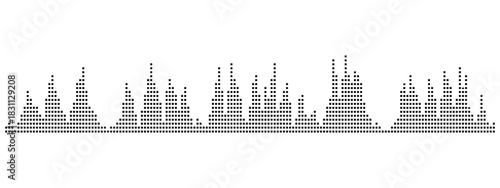 Black podcast sound wave patterns with varying amplitude bars for audio visualization and media interfaces, sound wave frequency or voice microphone signals. Music, podcast