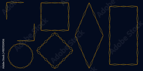 Gold decorative frame collection. Suitable for celebration card, invitation, greeting, wedding, birthday, party, holiday. Blank, certificate, album, page, background. Vector.