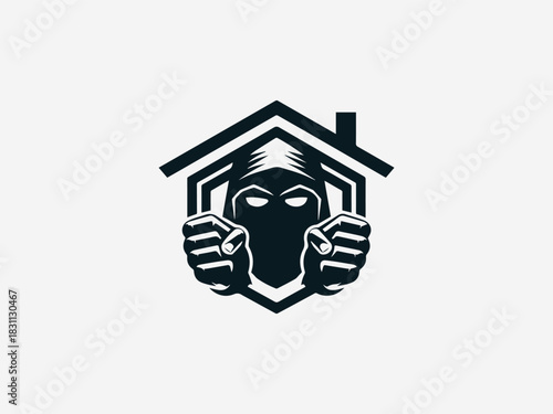 Strong reinforced house roof symbol illustrated in bold clean black vector logo design for protection concept
