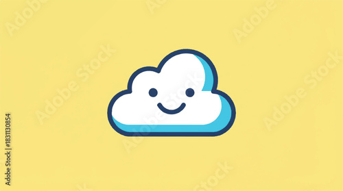 Cute cartoon cloud with a happy face smiling brightly.