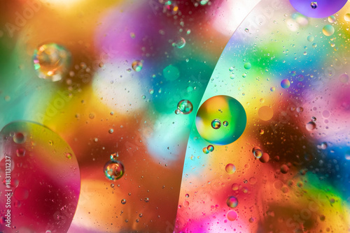 Abstract journey through vibrant colors and bubbles
