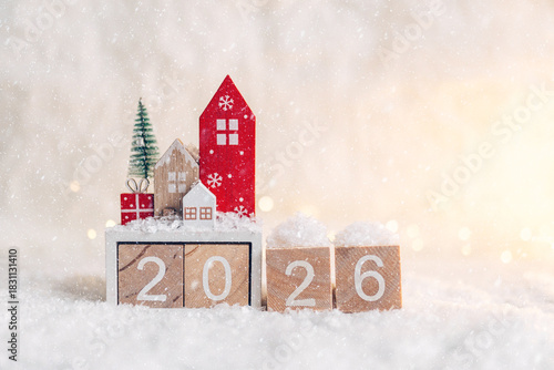 2026 New year's inscription on wooden cubes