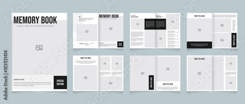 Modern Memory Book Template | Minimal Photo Book Layout | Clean Printable Memory Album Design