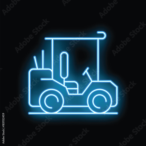 Glowing neon line golf car icon isolated on black background 4k ultra hd and 4k video resolution