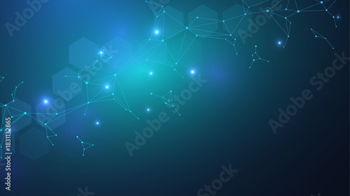 Global network connection website header or banner design. Abstract background with connecting dots and lines. Global business. Social network communication. Internet technology. Vector illustration