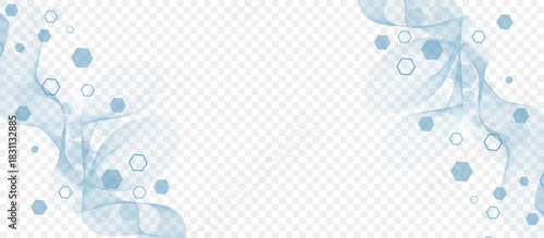 Health care or medical abstract background with hexagons, lines and dots. Scientific innovation banner template concept. Biology and pharmaceutical technology background. illustration.