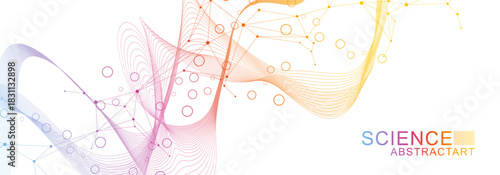 Molecular structure and genetic engineering, atom, neural network, neurons, DNA molecule. Scientific research concept for healthcare, medical, technology, chemistry, science template presentation