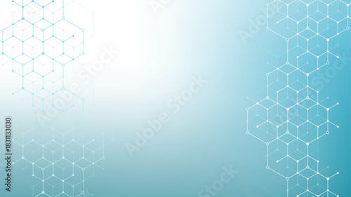 Health care abstract background with hexagons, lines and dots. Medical innovation banner template concept. Biology and pharmaceutical technology background. Vector illustration.