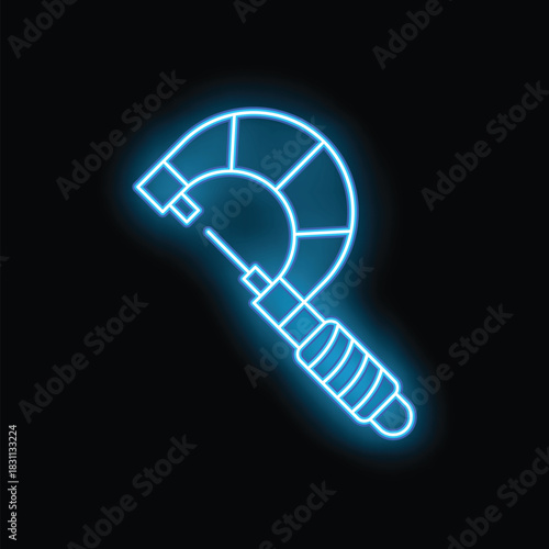 Glowing neon line caliper icon isolated on black background measuring tool symbol vector illustration