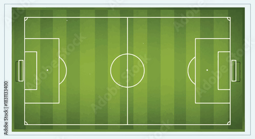 Top View of a Professional Soccer Field with Detailed Markings.