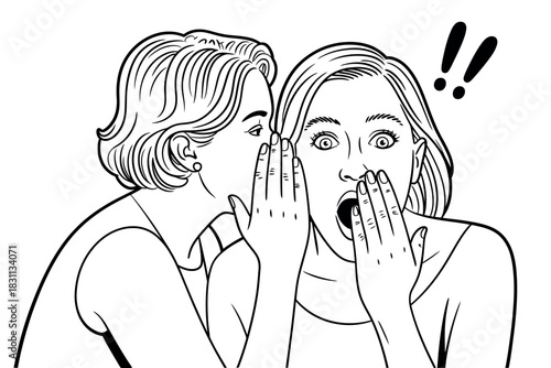 Young woman sharing a shocking secret with her surprised friend