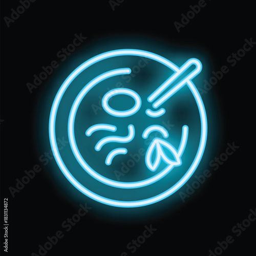 Glowing neon icon of a medical procedure involving a needle retrieving an egg from a petri dish, representing in vitro fertilization