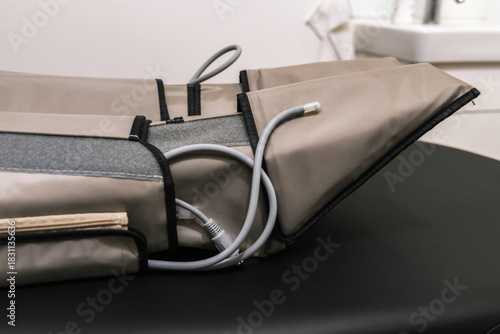 Close-up of pressotherapy treatment table