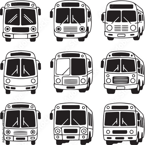 Vintage Bus and Public Transit Vector Collection - School Bus, Coach, and City Commuter Vehicles