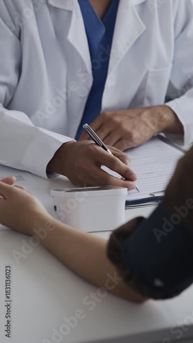  doctor examines a patient during a medical consultation in an office