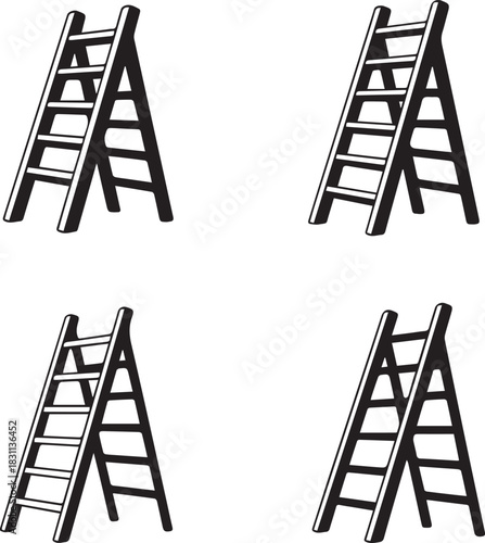 PrintHigh-Quality Ladder Silhouette Bundle for Construction & Repair