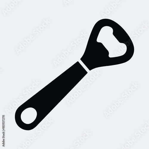 Silhouette bottle opener tool simple black vector illustration