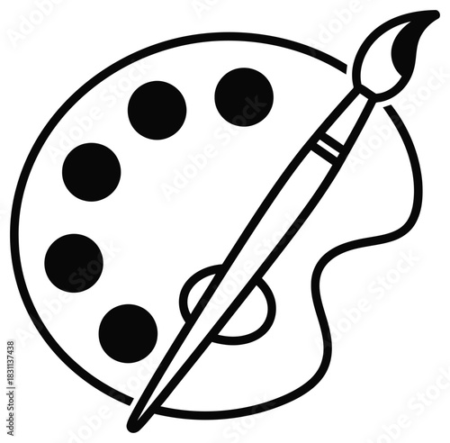 Paint palette and brush, artistic creativity