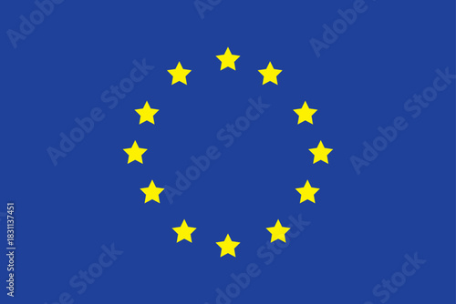 European Union flag Circle of 12 golden stars on blue field Stars symbolize the ideals of unity solidarity among the peoples of Europe Number 12 is the symbol of completeness and perfection Vector