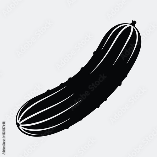 Silhouette cucumber vegetable dark food minimalistic icon line vector illustration
