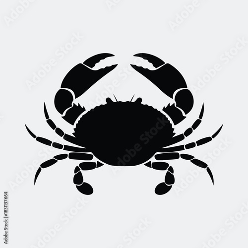 Silhouette crab detailed sea animal marine life black vector illustration