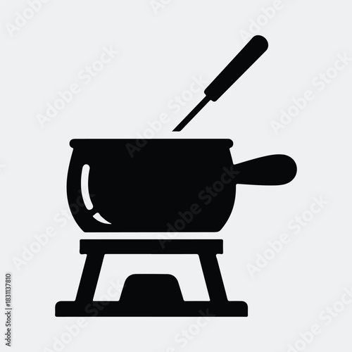 Silhouette fondue pot on burner simple cooking vector illustration