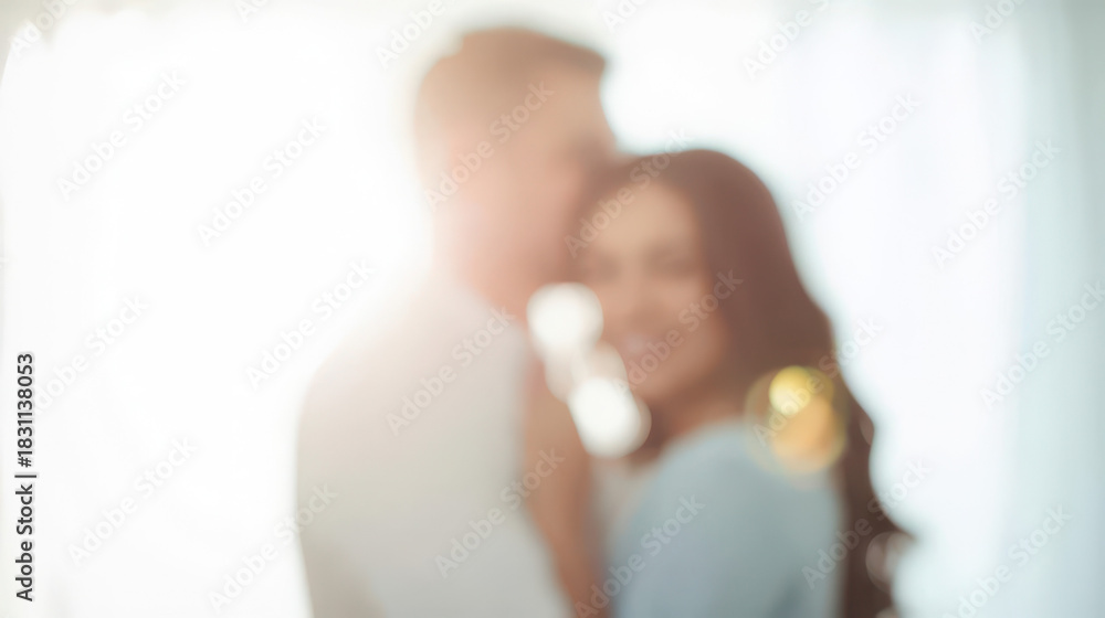 Fototapeta premium Couple embracing in soft light intimate setting lifestyle content exploring term life insurance benefits