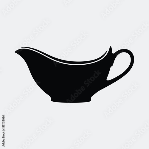 Silhouette gravy boat simple elegant service equipment for sauce vector illustration