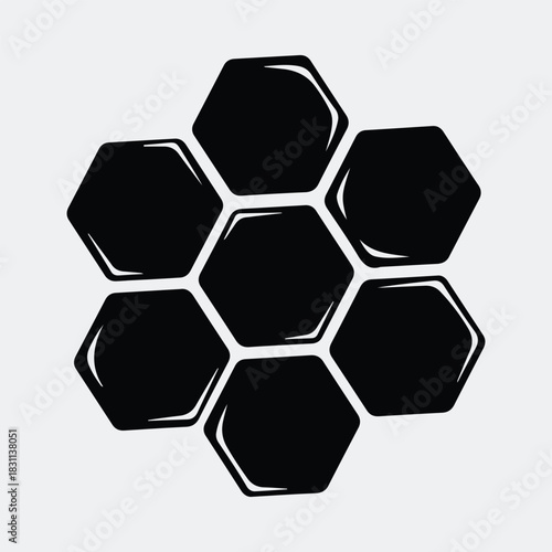 Silhouette Honeycomb hexagonal pattern natural geometric shape vector illustration