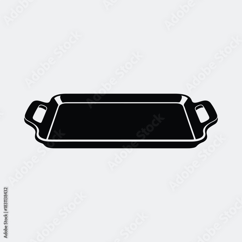 Silhouette oblong oven tray with handles kitchenware vector illustration