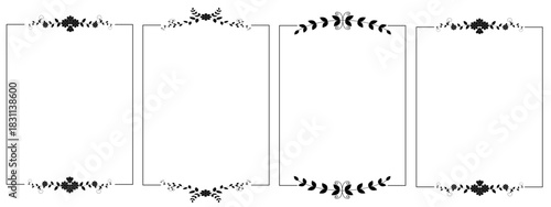 Decorative Vintage Frame: Four elegant rectangular frames with ornate floral and foliage patterns, each piece exudes timeless charm, providing the perfect touch to your design.