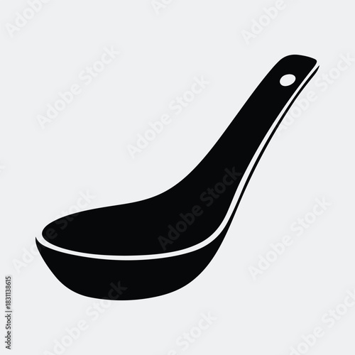 Silhouette of Asian soup spoon for noodles vector illustration