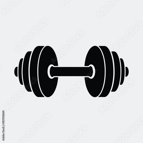Silhouette of dumbbell fitness equipment for weightlifting training vector illustration