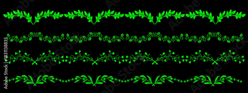 Green Floral Ornaments: A mesmerizing collection of ornamental plant-inspired design, featuring an intricate series of lush, green elements that create an aura of nature's beauty and elegance.