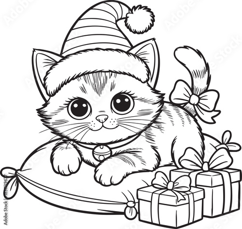 cat with gift box