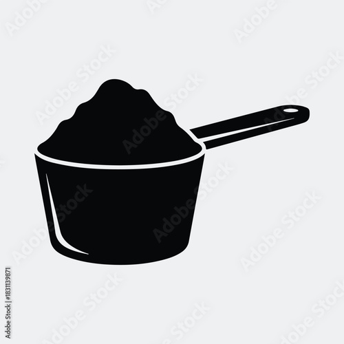 Silhouette scoop of flour or sugar cooking ingredient vector illustration
