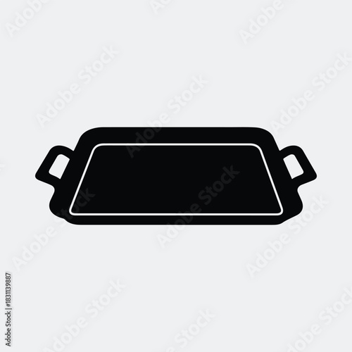 Silhouette serving tray kitchenware object for restaurant bar vector illustration