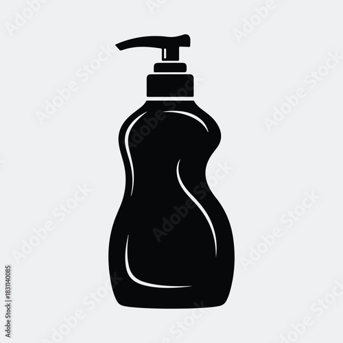 Silhouette soap dispenser bottle black on white vector illustration