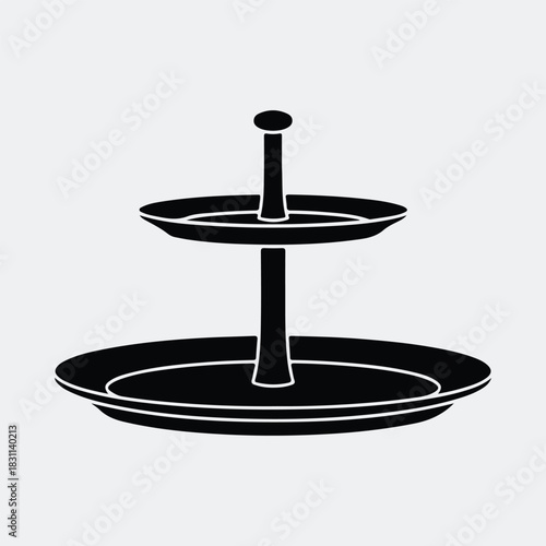 Silhouette tiered stand serving platter vector illustration