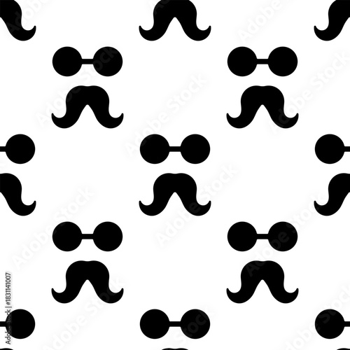 mustache seamless pattern isolated on transparent background.